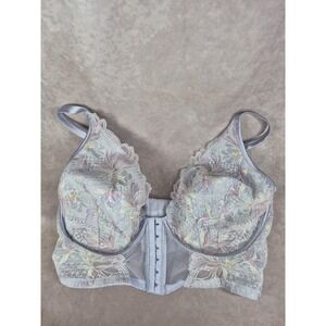Victoria's Secret XXL Corset Bra Lilac Purple Floral Bralette Embroidered Luxe